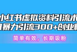 （10941期）小红书虚拟资料引流术，日暴力引流300 创业粉，简单有效，长期吸粉