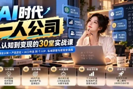 【无水印】AI时代一人公司30堂实战课：从商业认知 产品定位 AI工作流到个人IP、私域获客与变现全流程