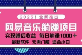 （14185期）2025最新网易云躺赚项目 每天几分钟 轻松3万 