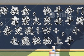 （12892期）手游掘金，快手冷门玩法，靠萤火突击手游，单条变现1W ，小白也能轻松上手