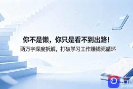 付费文章：你不是懒，你只是看不到出路！两万字深度拆解，打破学习工作赚钱死循环