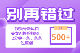（10473期）别再错过！小白也能做的视频号赛道新风口，美女视频一键创作，日入500 