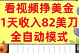 看视频挣美金，0门槛，日入82美刀，全自动模式，长期的副业