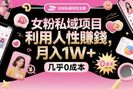 女粉私域项目，利用人性賺钱，月入1W＋，几乎0成本