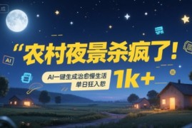 农村夜景杀疯了！AI一键生成治愈系慢生活，单日狂入1k 