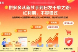 拼多多从新手到日发千单之路，拼多多红利期，不容错过【音频】