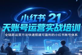 小红书21天账号运营实战培训，全链路运营方法快速搭建可盈利的小红书账号体系