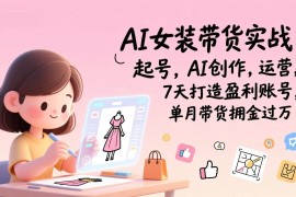 （17117期）AI女装带货实战班（更新）：起号，AI创作，运营，7天打造盈利账号，单月带货佣金过万