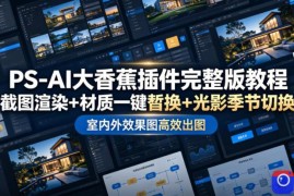 PS-AI大香蕉插件完整版教程，截图渲染 材质一键替换 光影季节切换，室内外效果图高效出图高阶课程