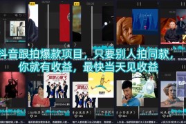 抖音跟拍爆款项目，只要别人拍同款，你就有收益，最快当天见收益