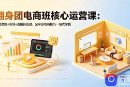 翻身团电商班核心运营课：开悟思路 剪辑 直播间搭建，全平台电商技巧一站式掌握