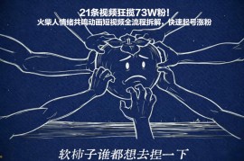 21条视频狂揽73W粉！火柴人情绪共鸣动画短视频全流程拆解，快速起号涨粉