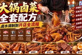 大锅卤菜全套配方，从卤水调制到开店全流程，感觉学会了去摆摊也不错
