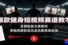 爆款健身短视频赛道教学：全套配音文案素材，剪辑思路配音合成完整落地实操
