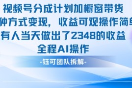 新玩法，视频号分成计划 橱窗带货，有人当天做出了2348的收益