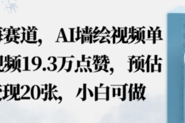 蓝海赛道，AI墙绘视频单条视频19.3W点赞，预估变现20张，小白可做