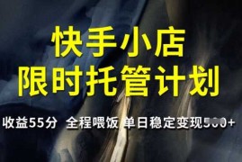 快手小店限时托管计划，收益55分，全程喂饭，单日稳定变现5张【揭秘】