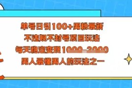 视频号抖音单号日引100 男粉最新，不违规不封号项目玩法，每天稳定变现多张，男人最懂男人的玩法之一