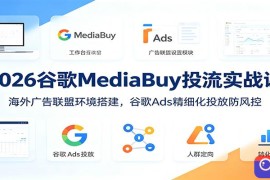 2026谷歌MediaBuy投流实战课：海外广告联盟环境搭建，谷歌Ads精细化投放防风控