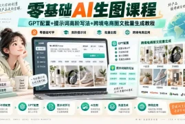 零基础AI生图课程，GPT配置 提示词高阶写法 跨境电商图文批量生成教程