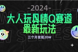 全新大人玩具情Q赛道合规新玩法，零投入，不封号流量多渠道变现，三个月变现20W