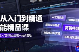 AI从入门到精通全能精品课｜AI工具实操 爆款视频制作 剪辑特效 自媒体起号变现 职场高效赋能全教程