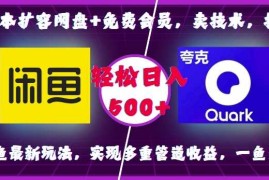 0成本扩容网盘 免费会员，卖技术，拉新，咸鱼最新玩法，实现多重管道收益，一鱼多吃，轻松日入500 