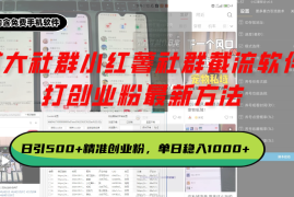 （13539期）某大社群小红薯社群截流软件，打创业粉最新方法 日引500 创业，粉单日…