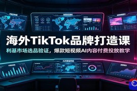 海外TikTok品牌打造课：利基市场选品验证，爆款短视频AI内容付费投放教学