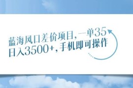 （14059期）蓝海风口差价项目，一单35，日入3500 ，手机即可操作