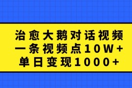 治愈大鹅对话视频，一条视频点赞 10W ，单日变现1000 