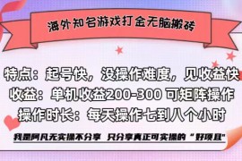（12681期）海外知名游戏打金无脑搬砖单机收益200-300 