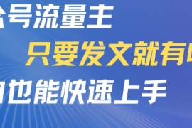 公众号流量主，只要发文就有收益，小白也能快速上手