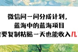 问一问分成计划，只需要复制粘贴一天也能收入几张