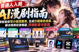 【无水印】普通人入局AI漫剧指南：用智能体写小说改剧本，生成分镜角色场景，解决视频衔接难题，剪辑配音与变现