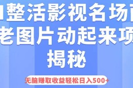 AI整活影视名场面，让老图片动起来等项目揭秘，无脑赚取收益，轻松日入500 