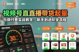 视频号直播带货起量与微付费实战教学，新手到进阶全流程(更新26年10月)
