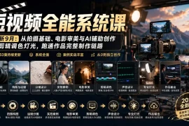短视频全能系统课-9月完整版：从拍摄基础、电影审美与AI辅助创作到剪辑调色灯光，跑通作品完整制作链路