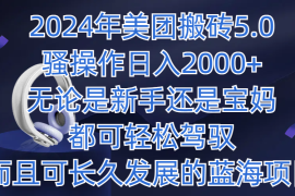 2024年美团搬砖5.0，日入1000 ，无论是新手还是宝妈都可轻松驾驭，而且可长久发展的蓝海项目