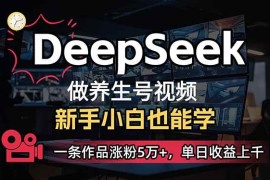（14270期）小白用DeepSeek做养生号，一条作品涨粉5万 ，单日收益上千