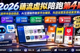 2026薅流虚拟陪跑第4期：从软件半自动选品、AI主图制作到多平台铺货、抖店运营及自动发货实战