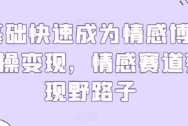 0基础快速成为情感博主实操变现，情感赛道变现野路子