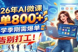 2026年AI微课，一单800 ，开学季刚需爆单，告别打工！