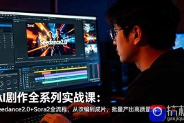 AI剧作全系列实战课：Seedance2.0 Sora2全流程，从改编到成片，批量产出高质量短剧