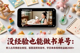 （17389期）没经验也能做书单号：育儿古风情感全类型，抠图混剪到发布，学员单条视频收益破2000 
