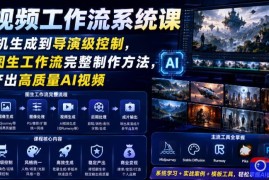 AI视频工作流系统课，从随机生成到导演级控制，掌握图生工作流完整制作方法，稳定产出高质量AI视频