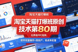 淘宝天猫打爆班原创技术第80期，无界低PPC矩阵，软件批量操作 高投产，低成本起量