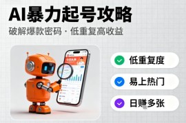 今日头条新玩法，AI暴力起号，重复度低，更容易爆，日入多张