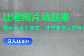（11671期）让老照片动起来，一天变现1000 ，各平台最火赛道，看完就会