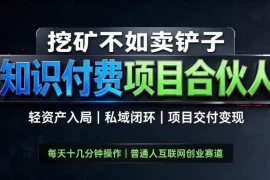 挖矿不如卖铲子，2026最新知识付费全套玩法，轻资产入局|私域闭环|项目交付变现【揭秘】